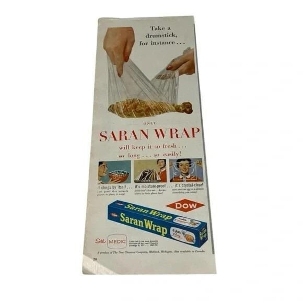1954 Saran Wrap Take a Drumstick Midland Michigan Original Vintage Print Ad